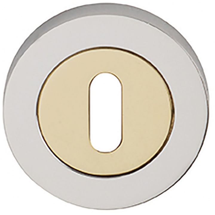Orbit Keyhole Escutcheon Polished Brass / Polished Chrome