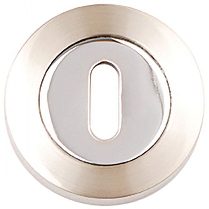Aura Keyhole Escutcheon Satin Nickel / Polished Chrome