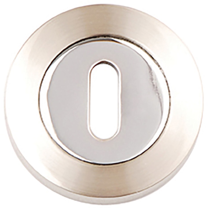Aura Keyhole Escutcheon Satin Nickel / Polished Chrome