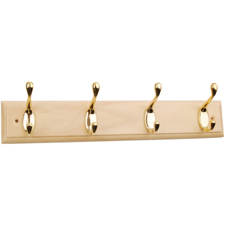 4 Coat Hook Rail Polished Brass