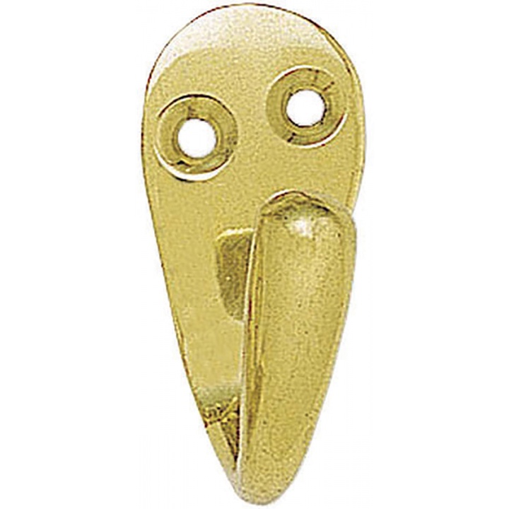 Single Wardrobe Hook Polished Brass