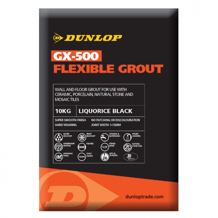 Dunlop GX-500 Flexible Floor & Wall Tile Grout Liquorice Black