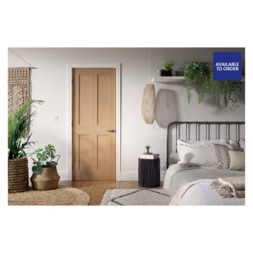 London 4 Panel Pre-Finished Oak FD30 Fire Door