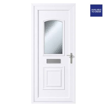 Smart Security uPVC Front Door Two Panel Large Glass Balmoral White Left Hand Obscure Glass 920 x 2090mm
