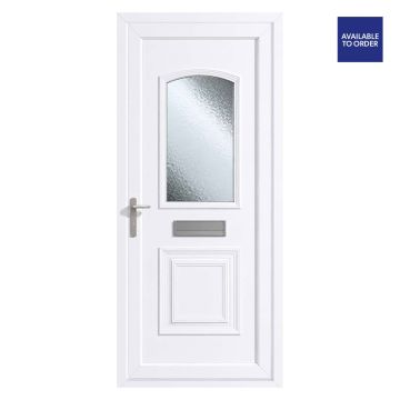 Smart Security uPVC Front Door Two Panel Large Glass Balmoral White Right Hand Obscure Glass 920 x 2090mm