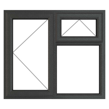 CWG Left Hand Side Hung with Top Opener Clear Triple Glazed Grey/White uPVC Window