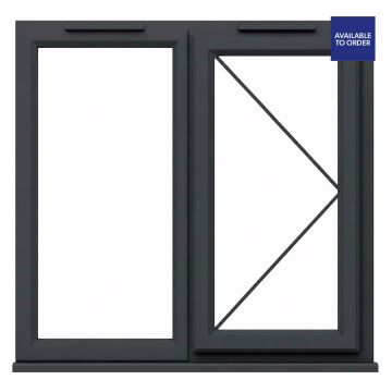 CWG Right Hand Opening with Fixed Panel Clear Glazed Grey/White uPVC Window 