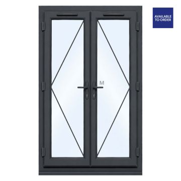 CWG Smart Security uPVC Double Glazed French Door Left Hand Master Grey/White Clear Glass