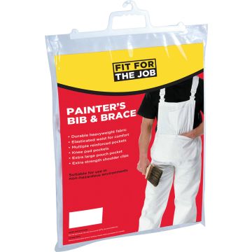 Fit For The Job White Cotton Painter & Decorator’s Bib & Brace