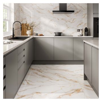 Carrara Gold Marble Polished Porcelain Floor & Wall Tile 300 x 600mm 