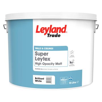 Leyland Trade Super Leytex Matt Emulsion Brilliant White 15L