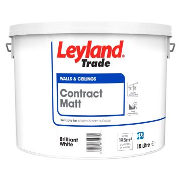 Leyland Trade Contract Matt Emulsion Brilliant White 15L