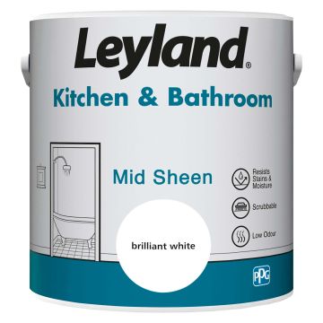 Leyland Kitchen & Bathroom Paint Brilliant White 2.5L