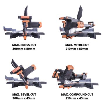 Evolution 255mm Sliding Compound Mitre Saw