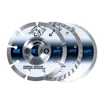 OX Spectrum Contractor GTT 115mm Diamond Blades Pack of 3 