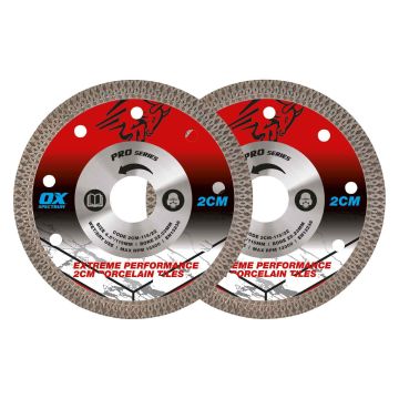 OX Pro Porcelain Diamond Cutting Blade 115mm x 22.23mm Pack of 2
