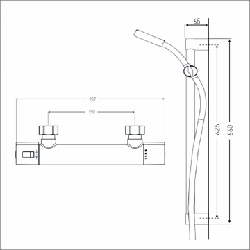 Bristan Zing Cool Touch Thermostatic Bar Shower Mixer With Kit