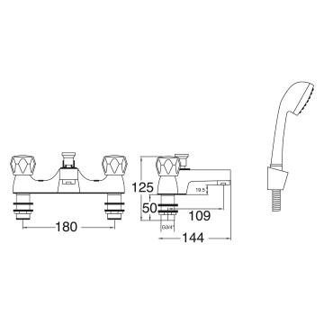 Deva Essentials Altea Bath Shower Mixer Tap with Kit