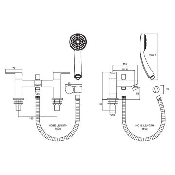 Deva Seville Bath Shower Mixer Tap with Kit