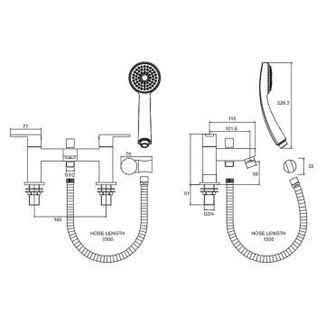 Deva Seville Black Bath Shower Mixer Tap