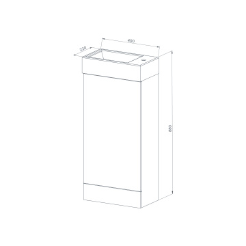 Alder Bathroom Vanity Unit & Basin 400mm White Gloss