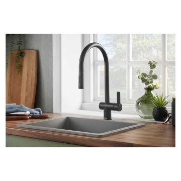 Deva Madrid Black Pull Out Mixer Tap