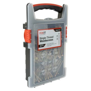 FIX-IT Single Thread Zinc & Yellow Woodscrews Grab Case Pack of 1000