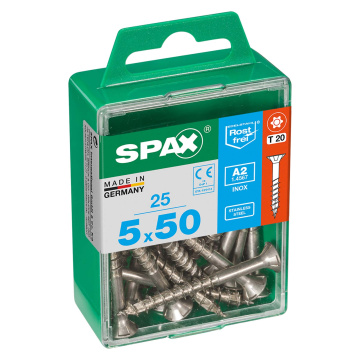 Spax CSK T-Star Stainless Steel Screws 5 x 50mm Pack of 25