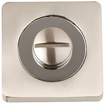 Square Bathroom Thumbturn Set Satin Nickel / Polished Chrome