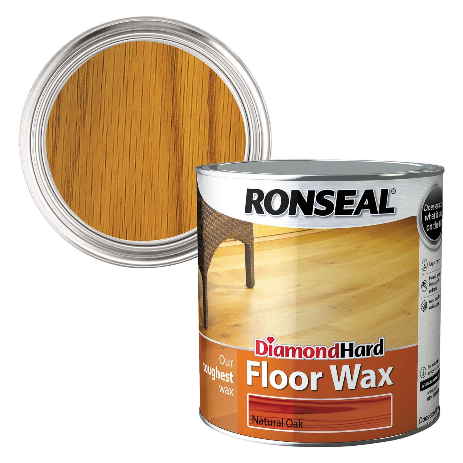 Ronseal Diamond Hard Floor Wax Natural Oak 2 5ltr Selco