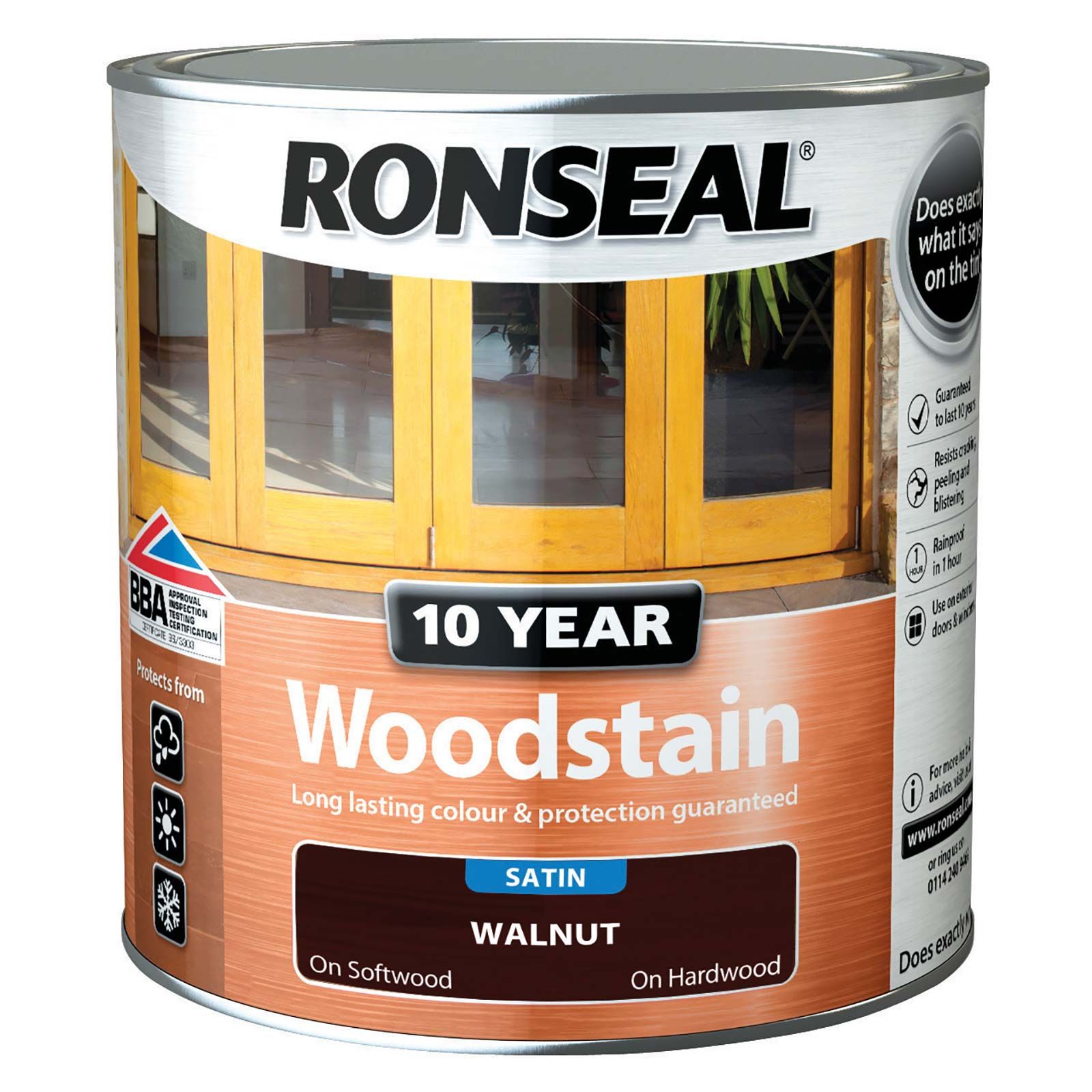 Ronseal 10 Yr Woodstain Walnut 750ml Selco