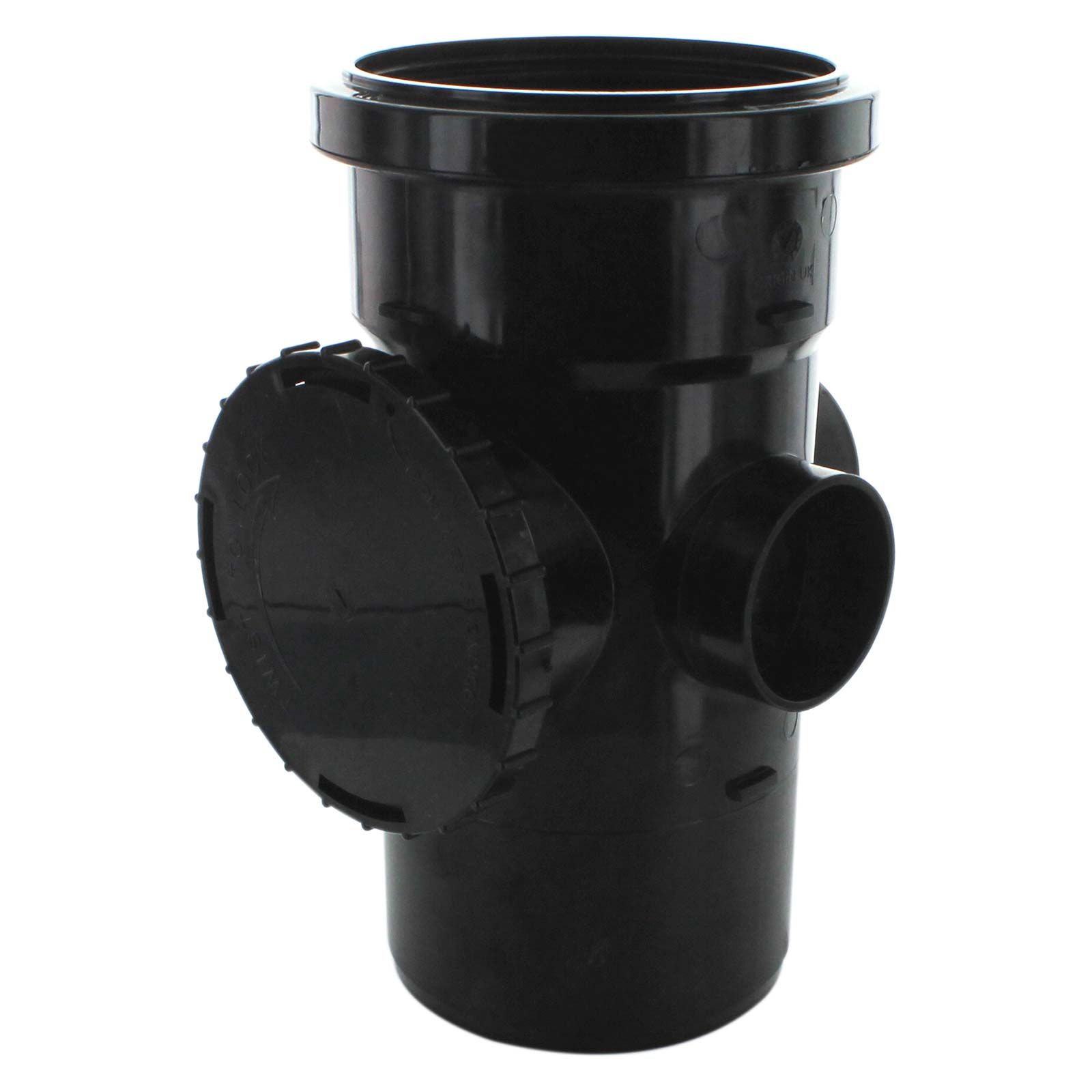Product image for 110mm Floplast Solvent Soil Short Access Pipe Double Socket Black