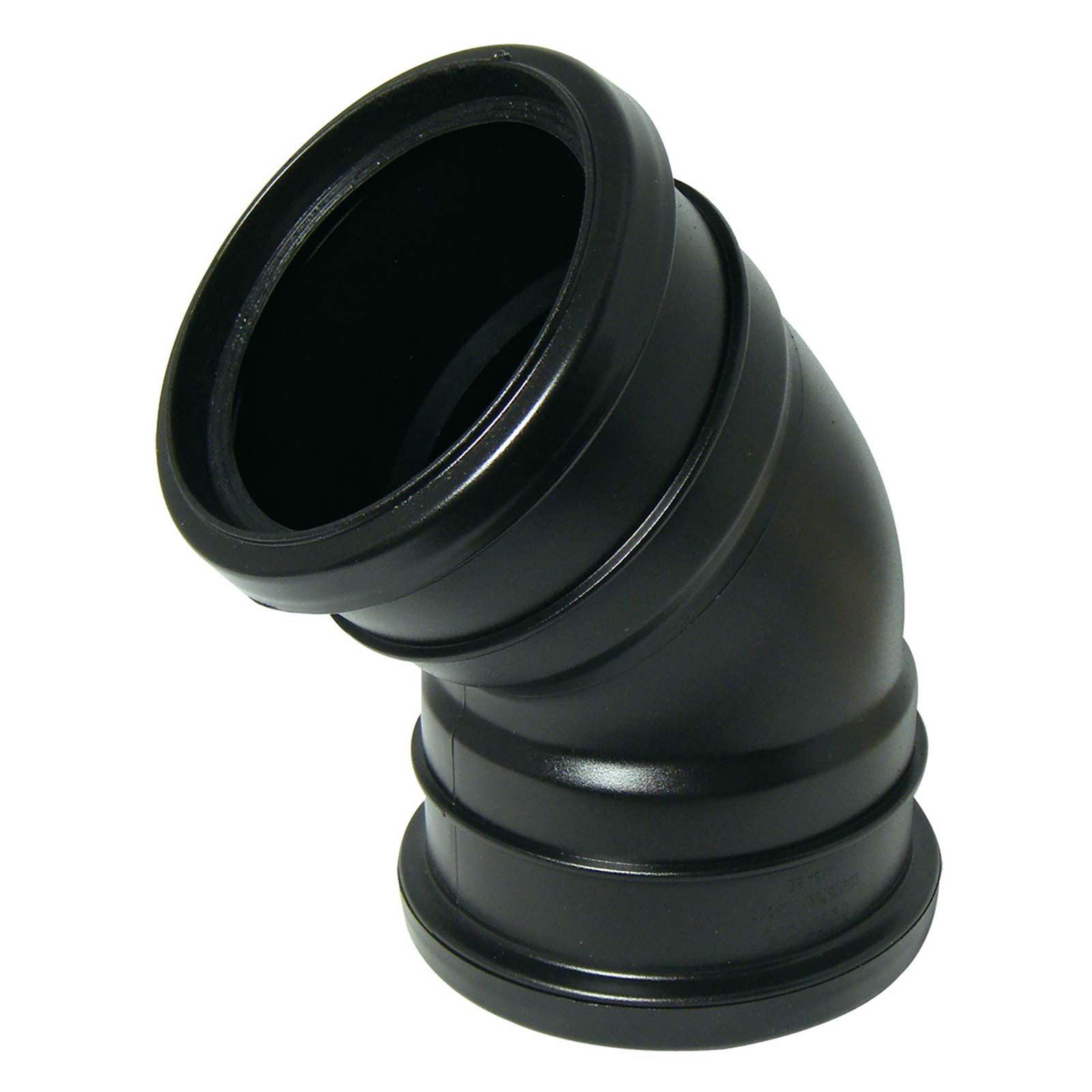 Product image for 110mm Floplast Solvent Soil 135° (45°) Bend Double Socket Black