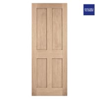 London 4 Panel Pre-Finished Oak FD30 Fire Door