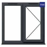 CWG Right Hand Hung with Fixed Panel Clear Triple Glazed Grey/White uPVC Window