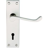 Victorian Scroll Lock Door Handles Satin Chrome