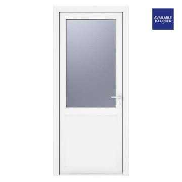 Crystal Left Hand Half Obscure Glazed White uPVC Door