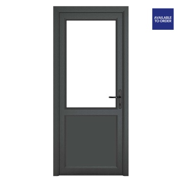 Crystal Left Hand Half Clear Glazed Grey/White uPVC Door