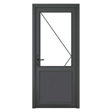 Crystal Right Hand Half Clear Glazed Grey/White uPVC Door