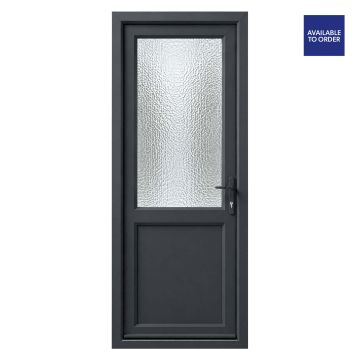 CWG Left Hand Half Obscure Glazed Grey/White uPVC Door