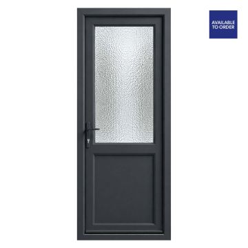 CWG Right Hand Half Obscure Glazed Grey/White uPVC Door