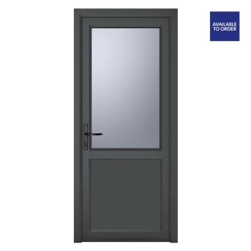 Crystal Right Hand Half Obscure Glazed Grey/White uPVC Door