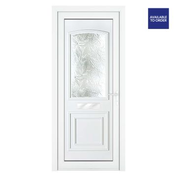 Smart Security uPVC Front Door Two panel Large Glass Balmoral White Left Hand Obscure Glass 920x2090mm