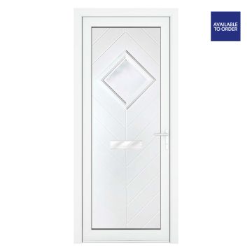 Smart Security uPVC Front Door Small Diamond Glass Hamburg White Left Hand Obscure Glass 920 x 2090mm