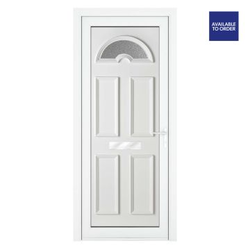 Smart Security uPVC Front Door Sunburst Glass Sandringham White Left Hand Obscure Glass 920 x 2090mm