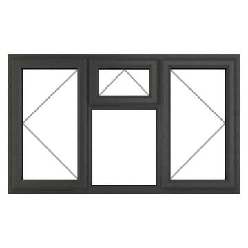 Crystal Left & Right Side Hung with Top Opener Clear Triple Glazed Grey/White uPVC Window 