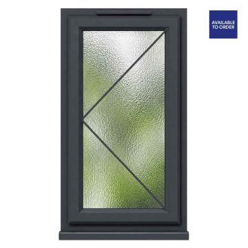 CWG Left Hand Side Hung Obscure Triple Glazed Grey/White uPVC Window 