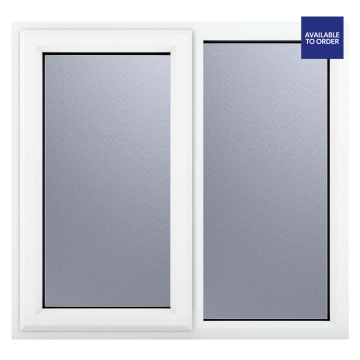 Crystal Left Hand Hung with Fixed Panel Obscure Triple Glazed White uPVC Window