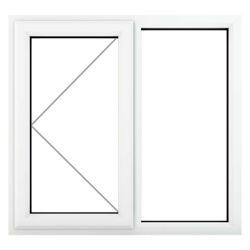 Crystal Left Hand Hung with Fixed Panel Clear Triple Glazed White uPVC Window