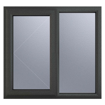 Crystal Left Hand Hung with Fixed Panel Obscure Triple Glazed Grey/White uPVC Window